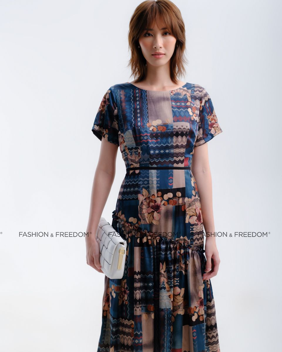 Đầm Lụa Xanh Nâu