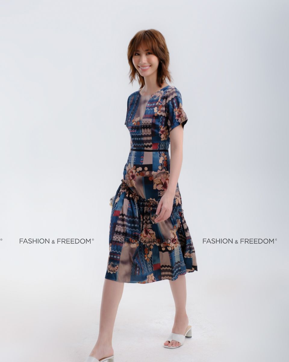 Đầm Lụa Xanh Nâu