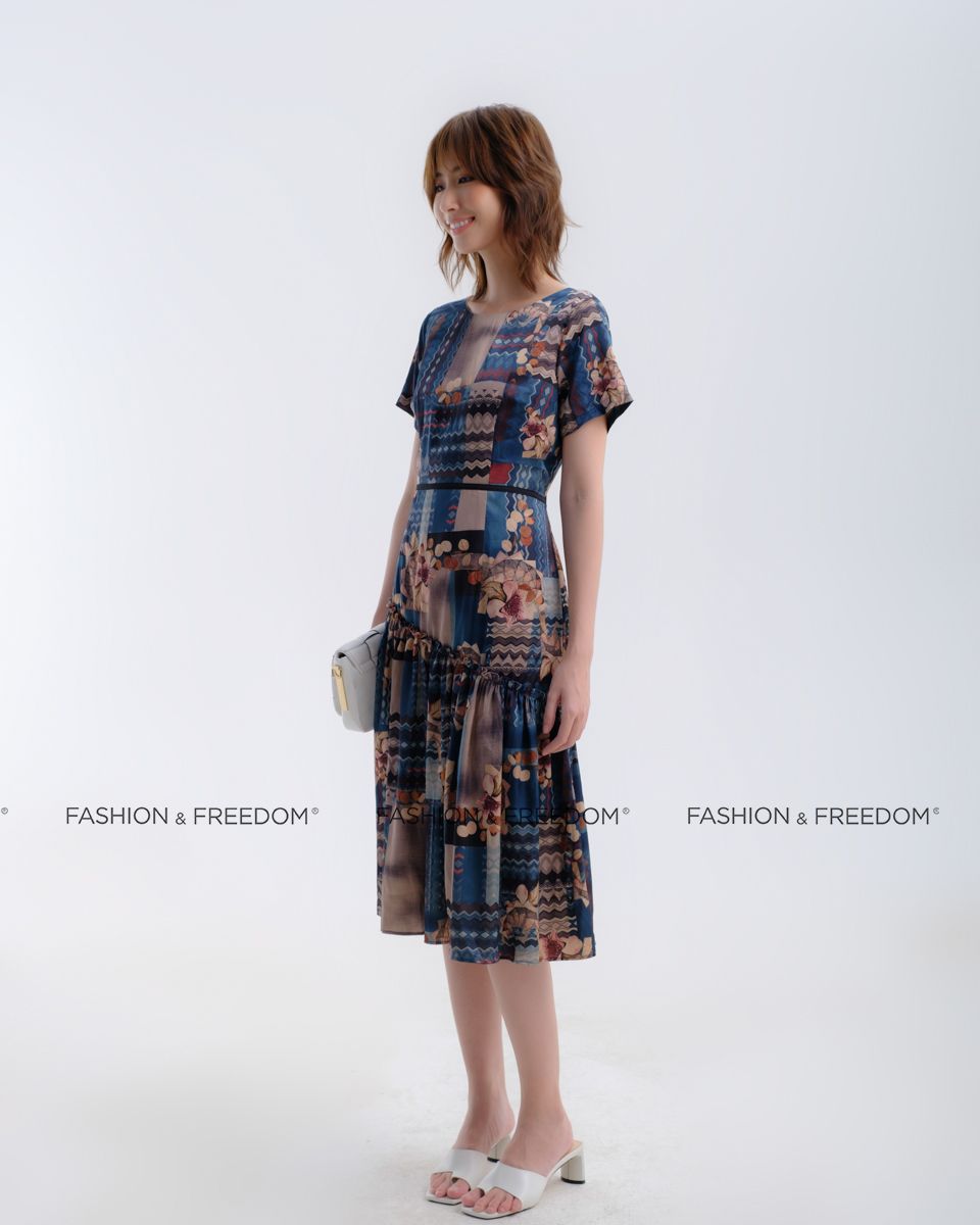 Đầm Lụa Xanh Nâu