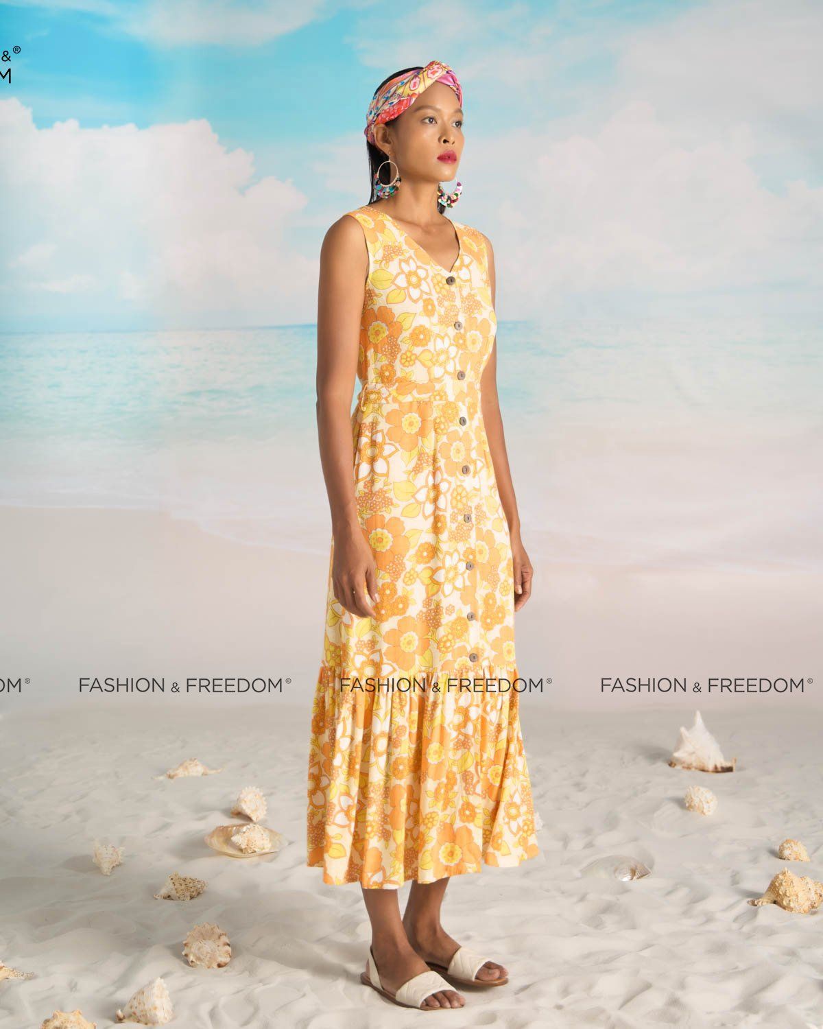 Đầm Linen Cam Vàng Bright And Shine