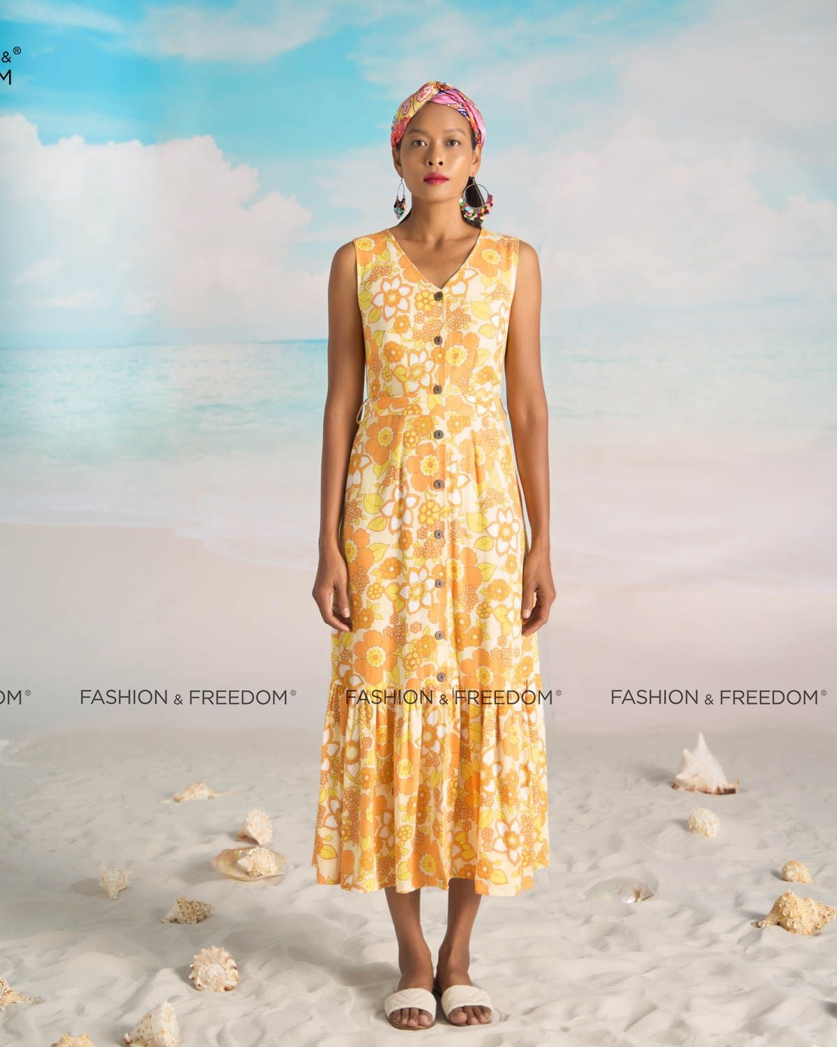 Đầm Linen Cam Vàng Bright And Shine