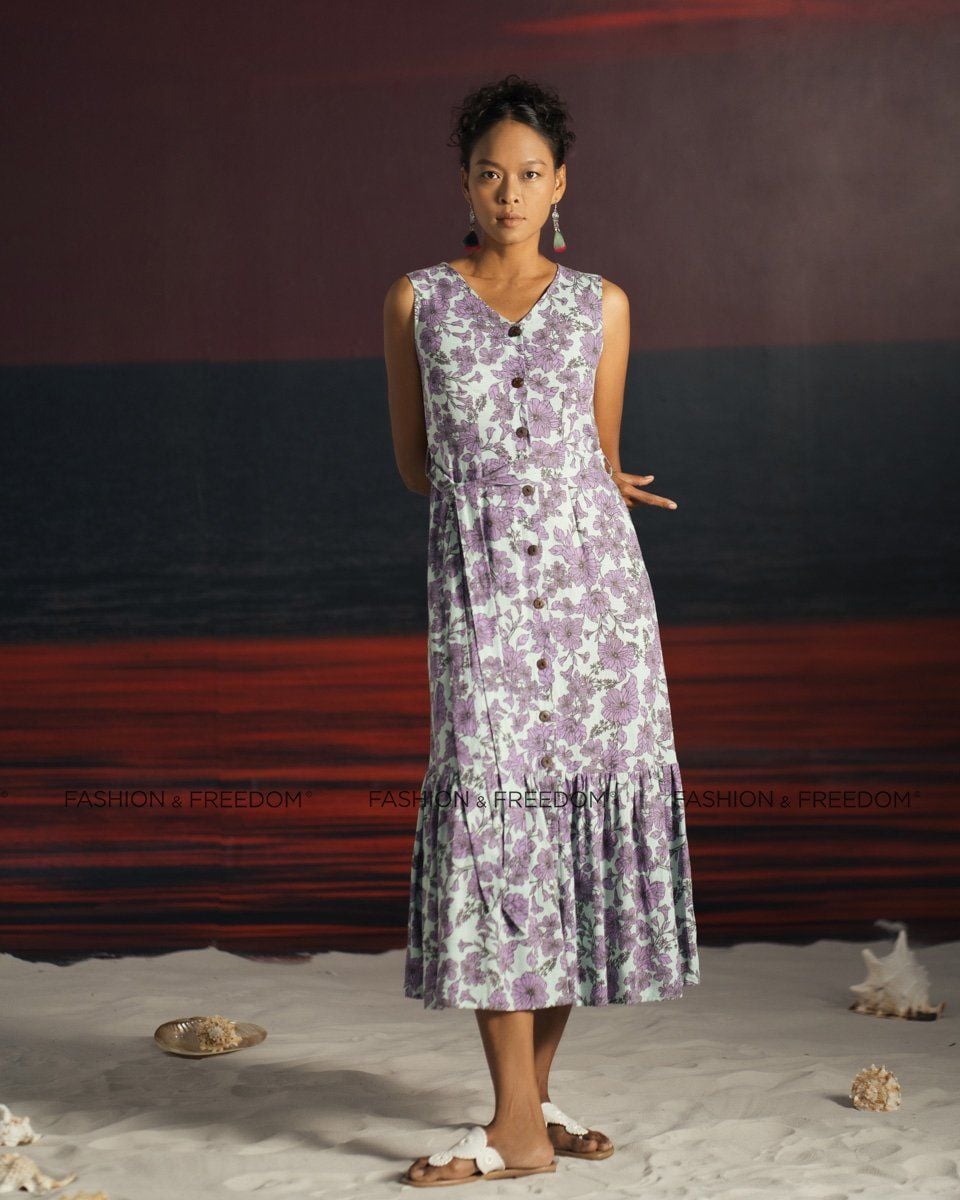 Đầm Linen Xanh Tím Summer Get Away