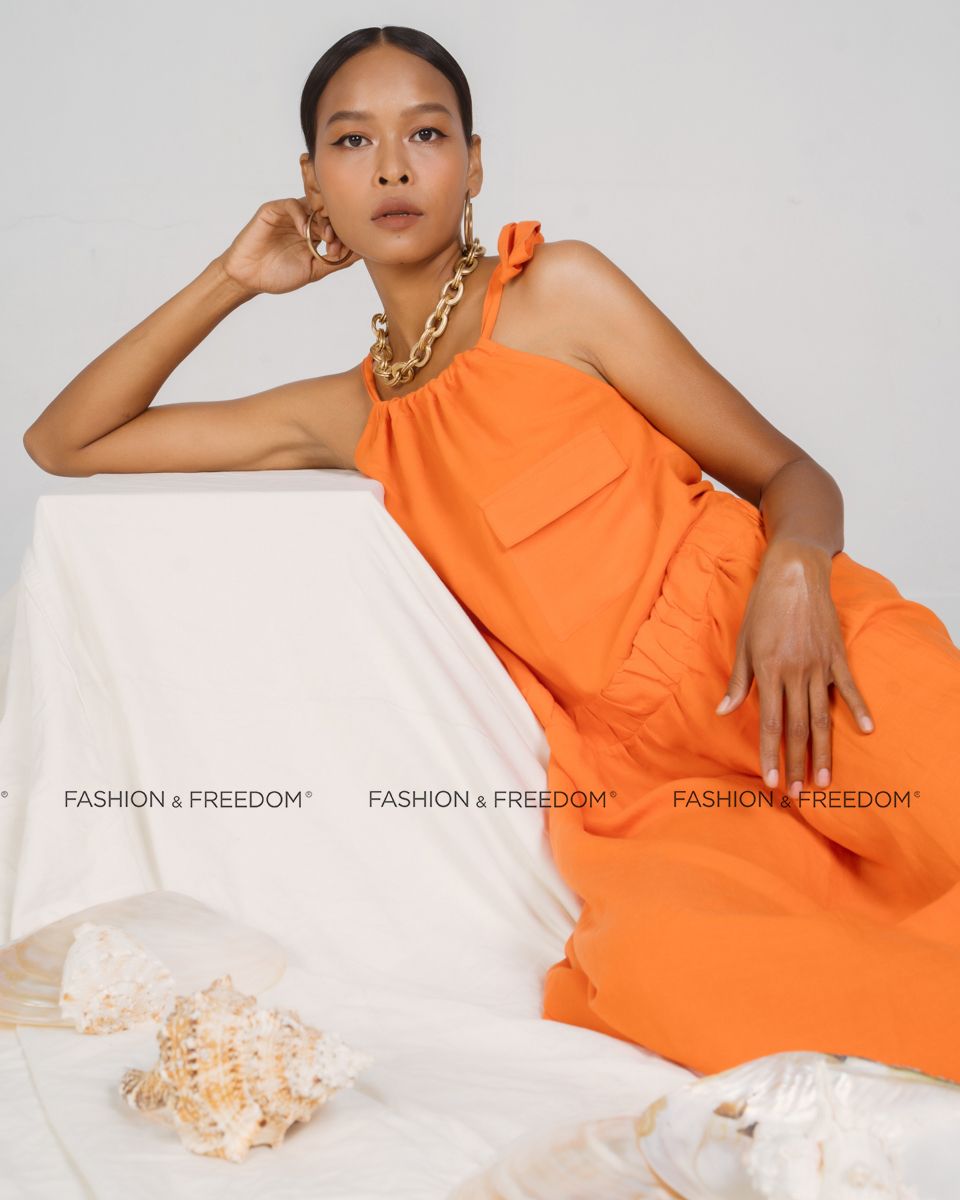 Đầm Linen Cam New Linen New Horizon