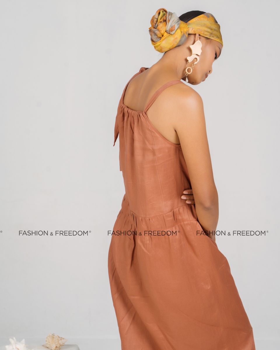 Đầm Linen Nâu Đất New Linen New Horizon