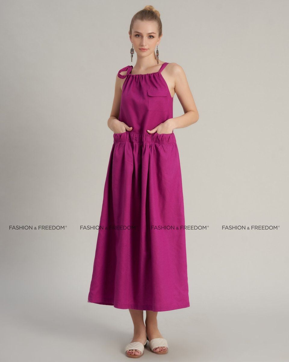 Đầm Nữ Linen Tím Holiday Vibes