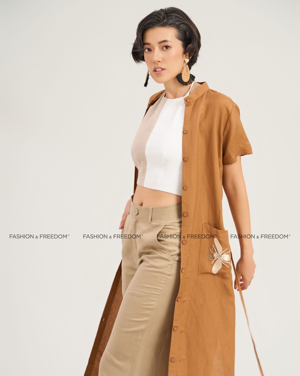 Đầm Nữ Linen Nâu Hello New Day