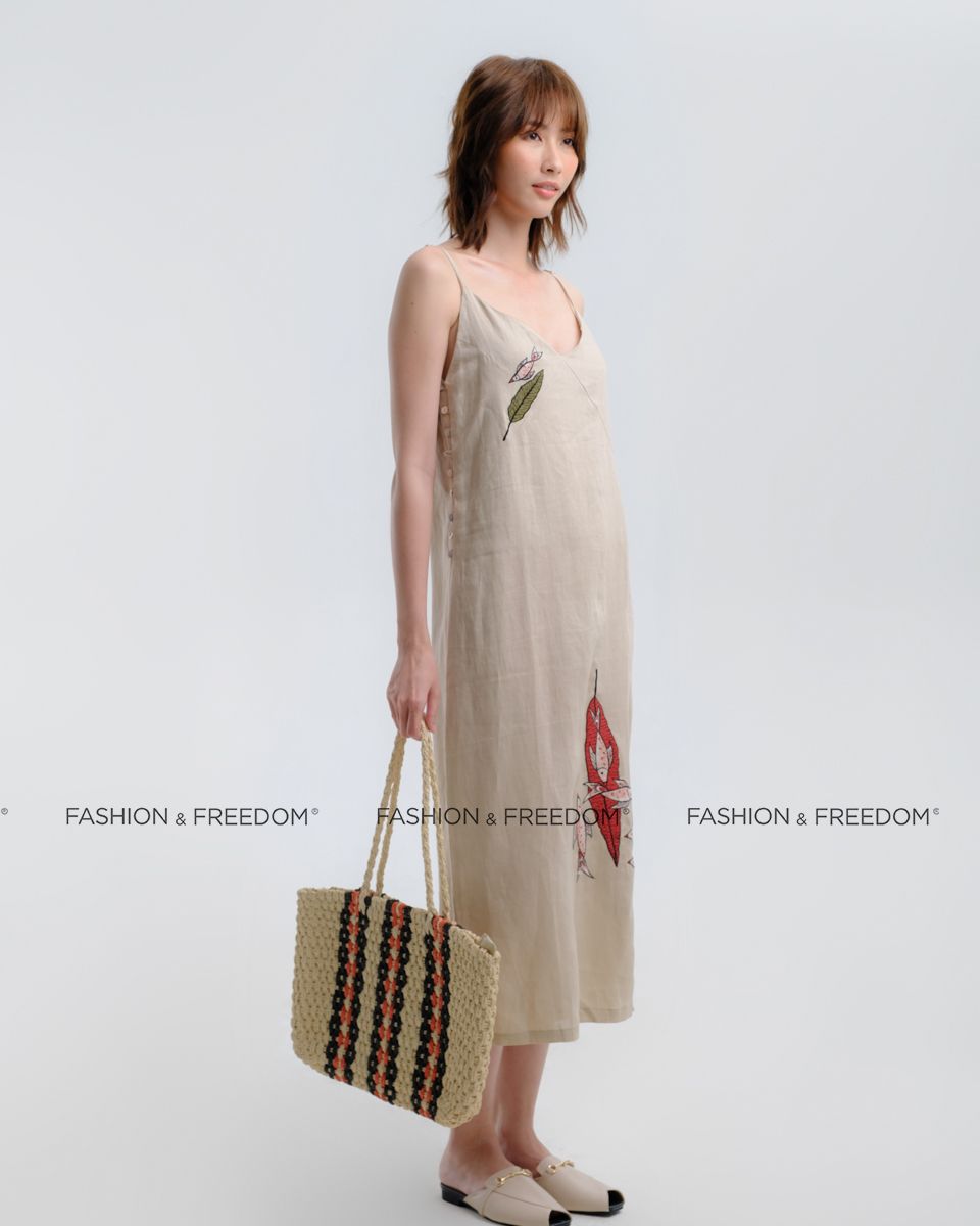 Đầm Linen Kem Floral