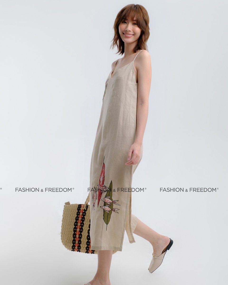 Đầm Linen Kem Floral