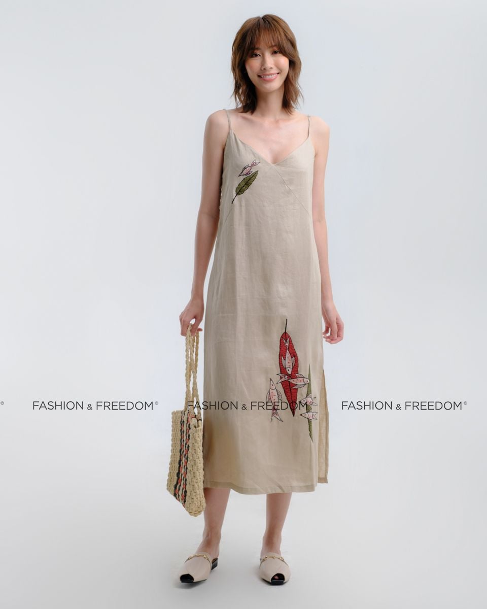 Đầm Linen Kem Floral