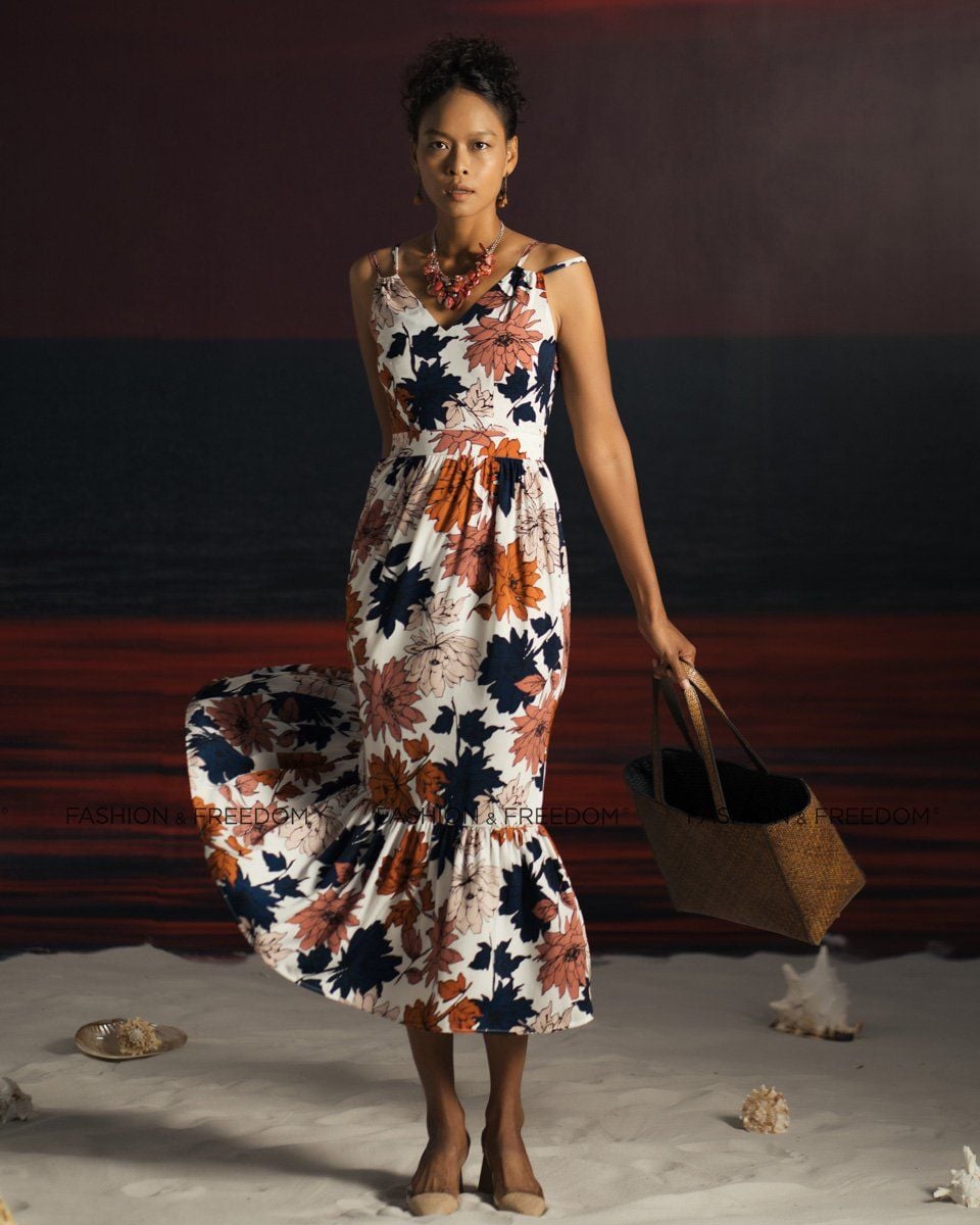 Đầm Lụa Trắng Hoa Summer Get Away