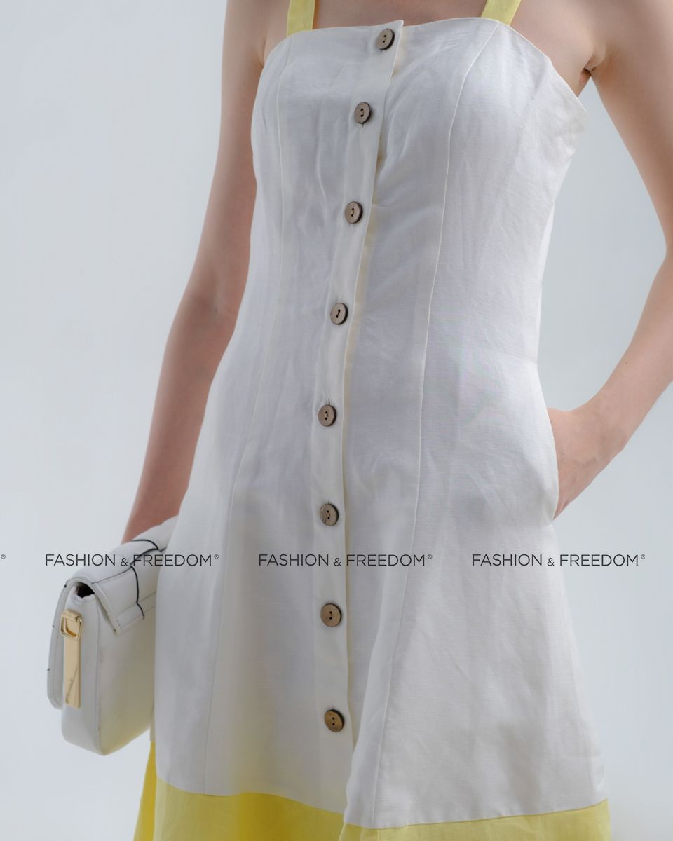 Đầm Linen Trắng Vàng Hương Mùa Hè