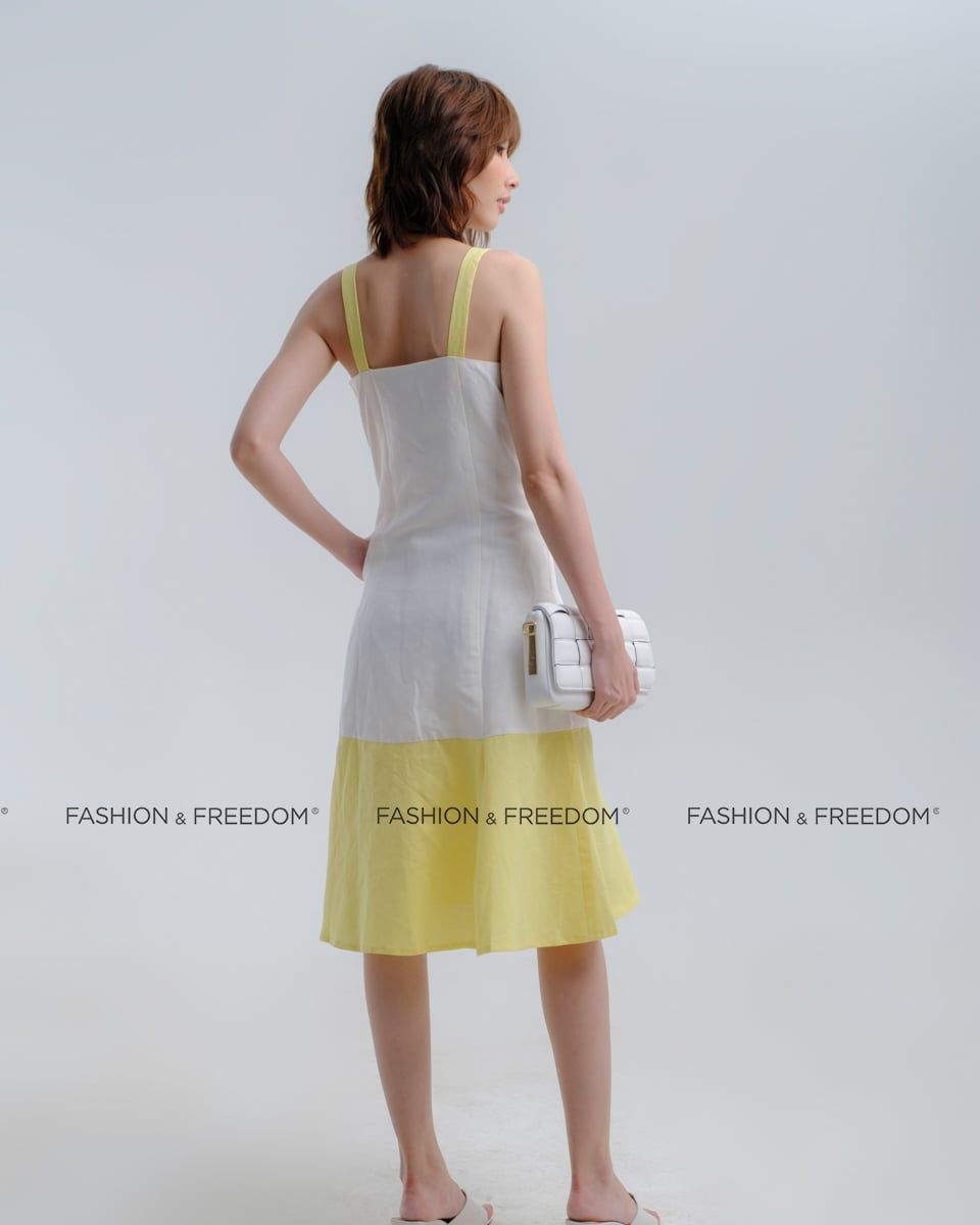 Đầm Linen Trắng Vàng Hương Mùa Hè