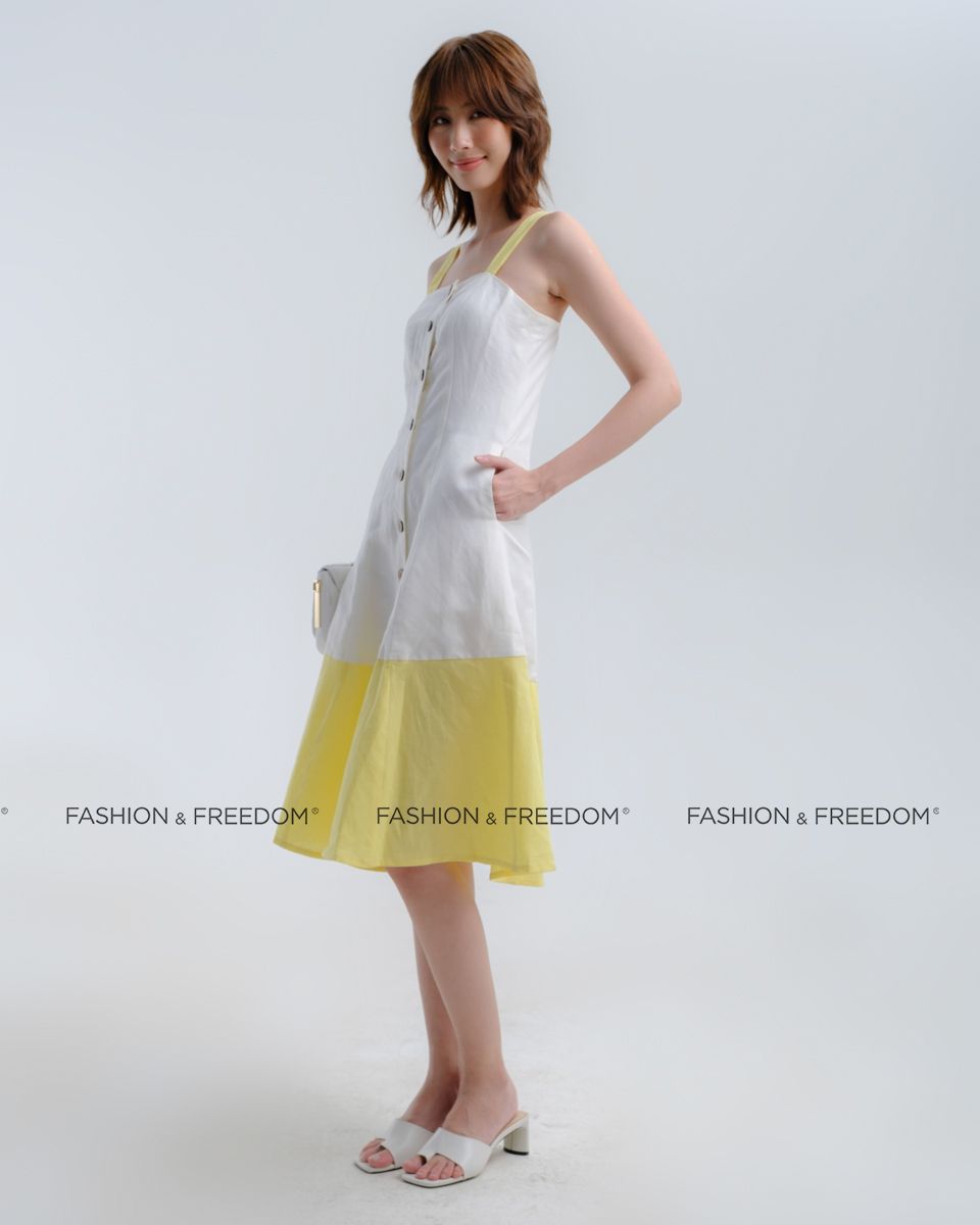 Đầm Linen Trắng Vàng Hương Mùa Hè