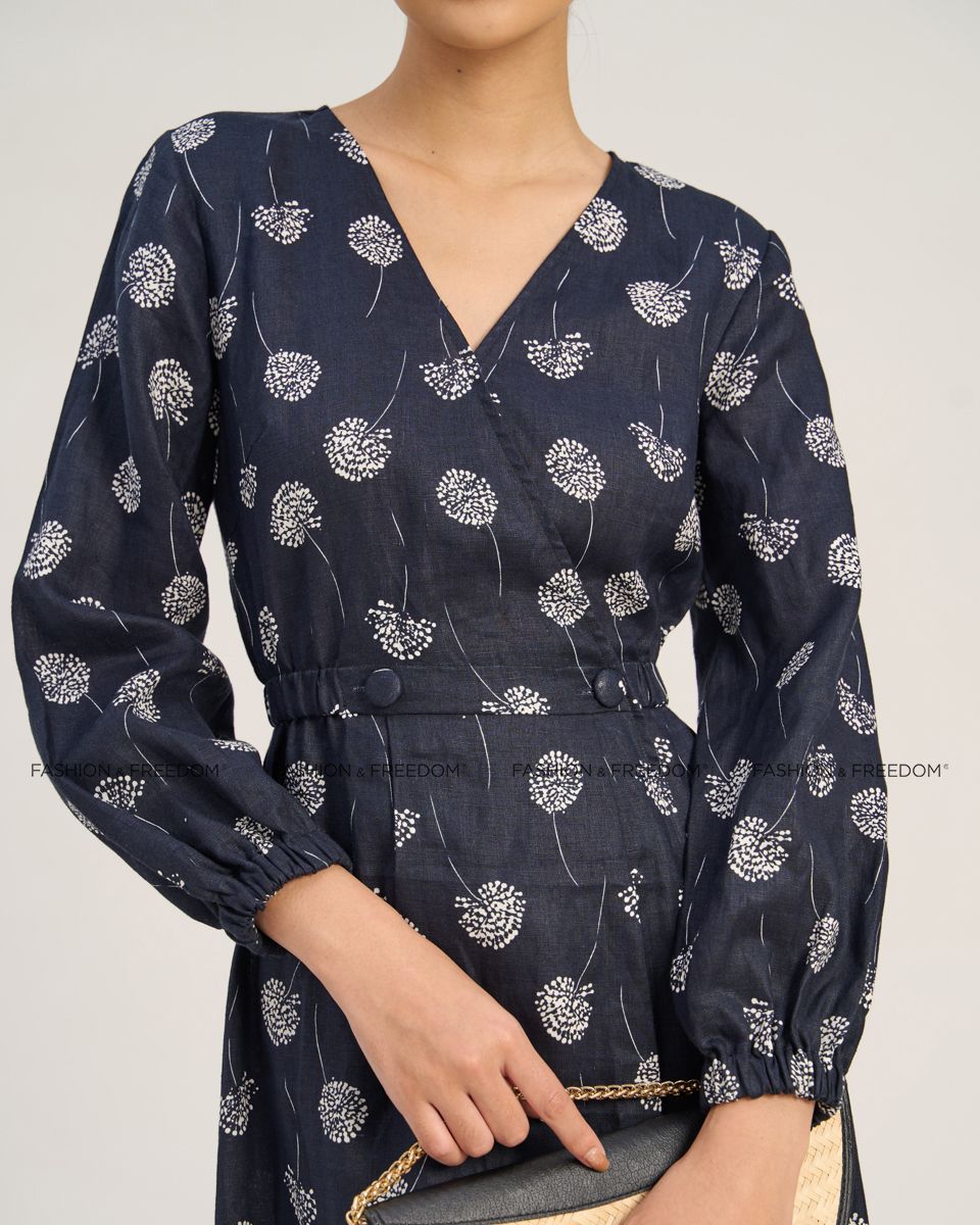 Đầm Linen Nữ Xanh Họa Tiết The  Art Of Styling