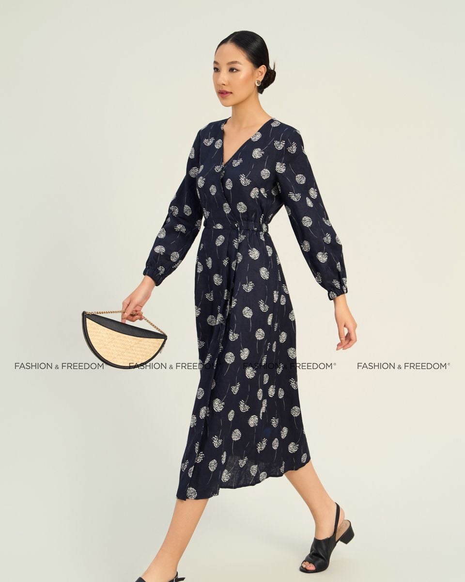 Đầm Linen Nữ Xanh Họa Tiết The  Art Of Styling