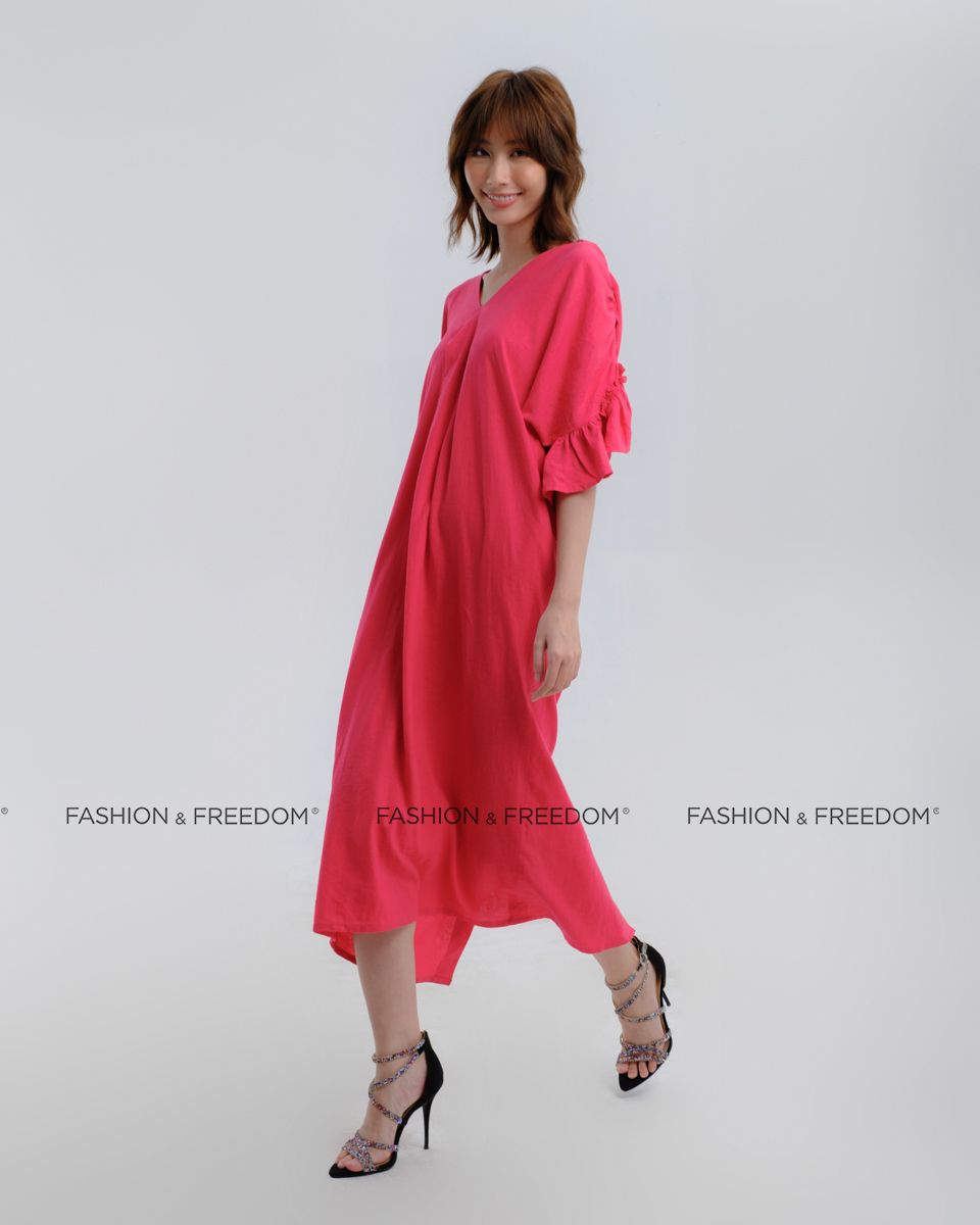 Đầm Linen Hồng Sen Hương Mùa Hè