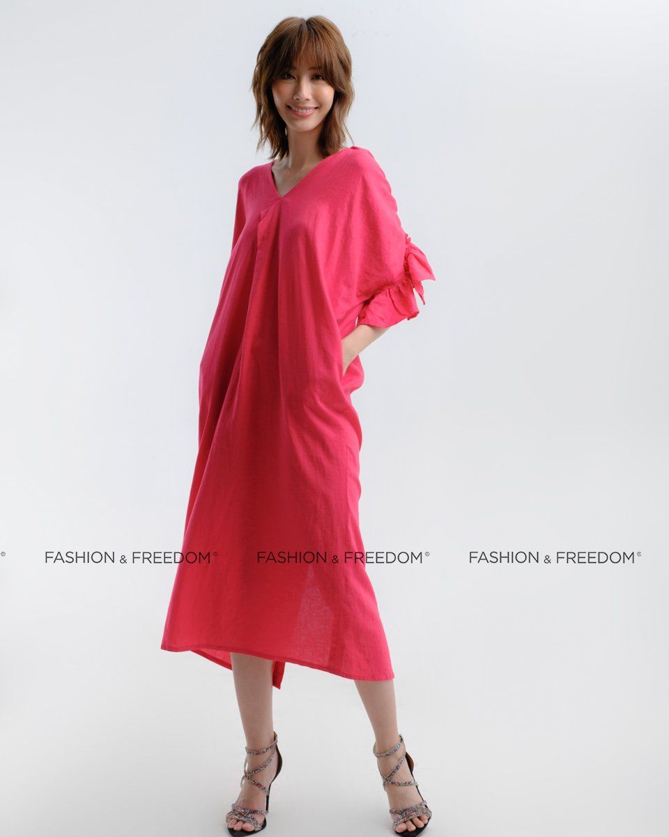 Đầm Linen Hồng Sen Hương Mùa Hè