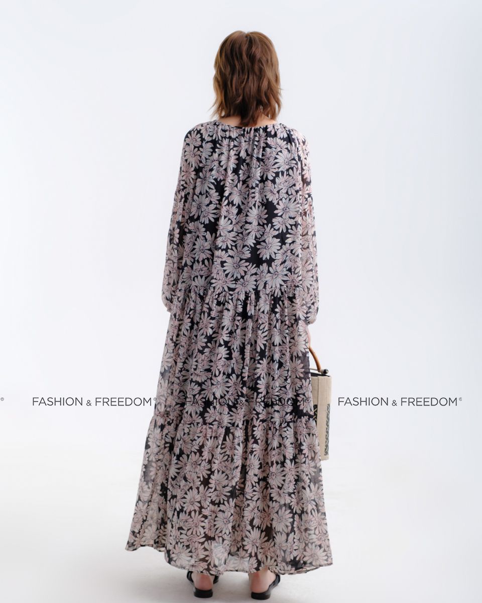 Đầm Voan Đen Trắng Hương Mùa Hè