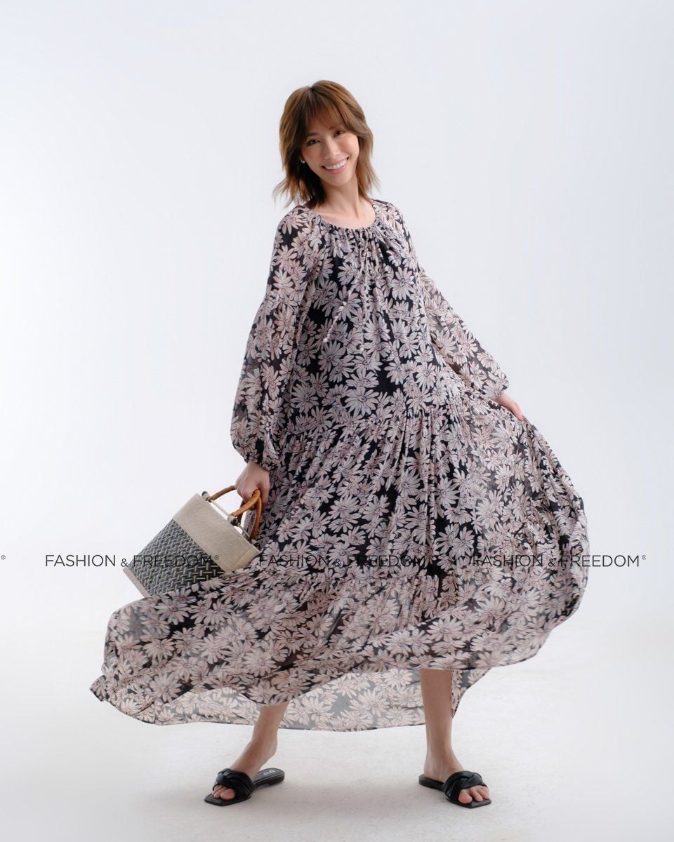 Đầm Voan Đen Trắng Hương Mùa Hè