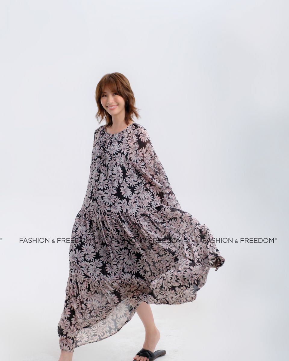 Đầm Voan Đen Trắng Hương Mùa Hè