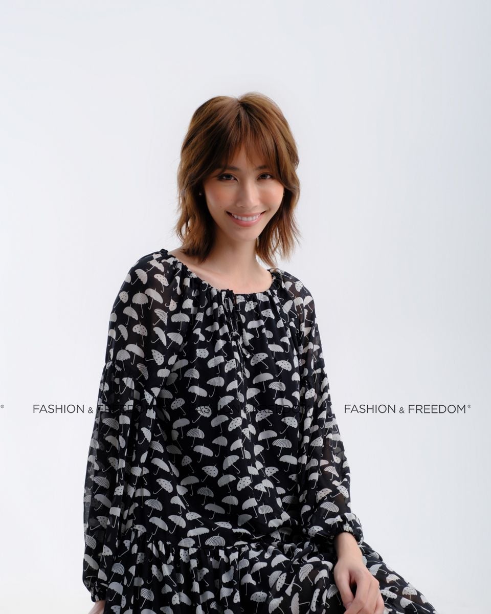 Đầm Voan Đen Hoạt Tiết Hương Mùa Hè
