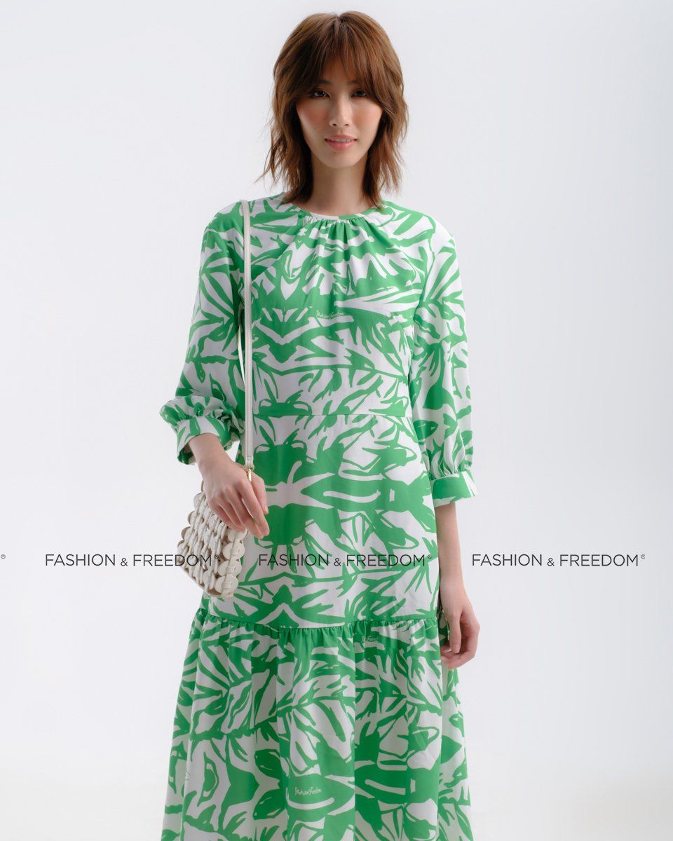 Đầm Lụa Trắng Xanh Hương Mùa Hè