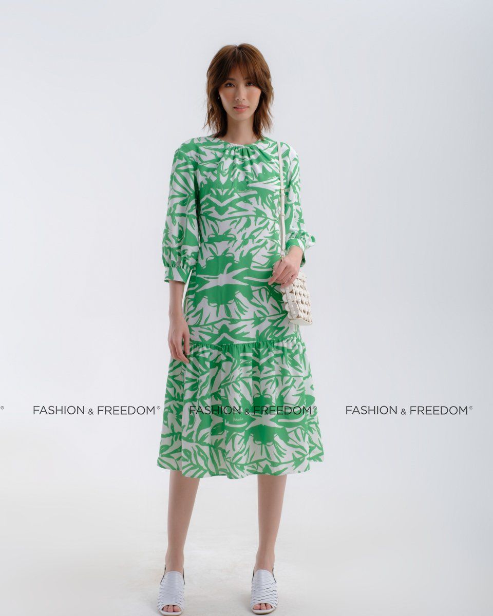 Đầm Lụa Trắng Xanh Hương Mùa Hè