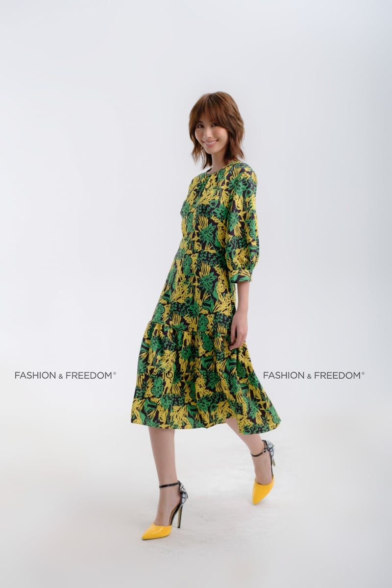 Đầm Lụa Vàng Đen Hương Mùa Hè