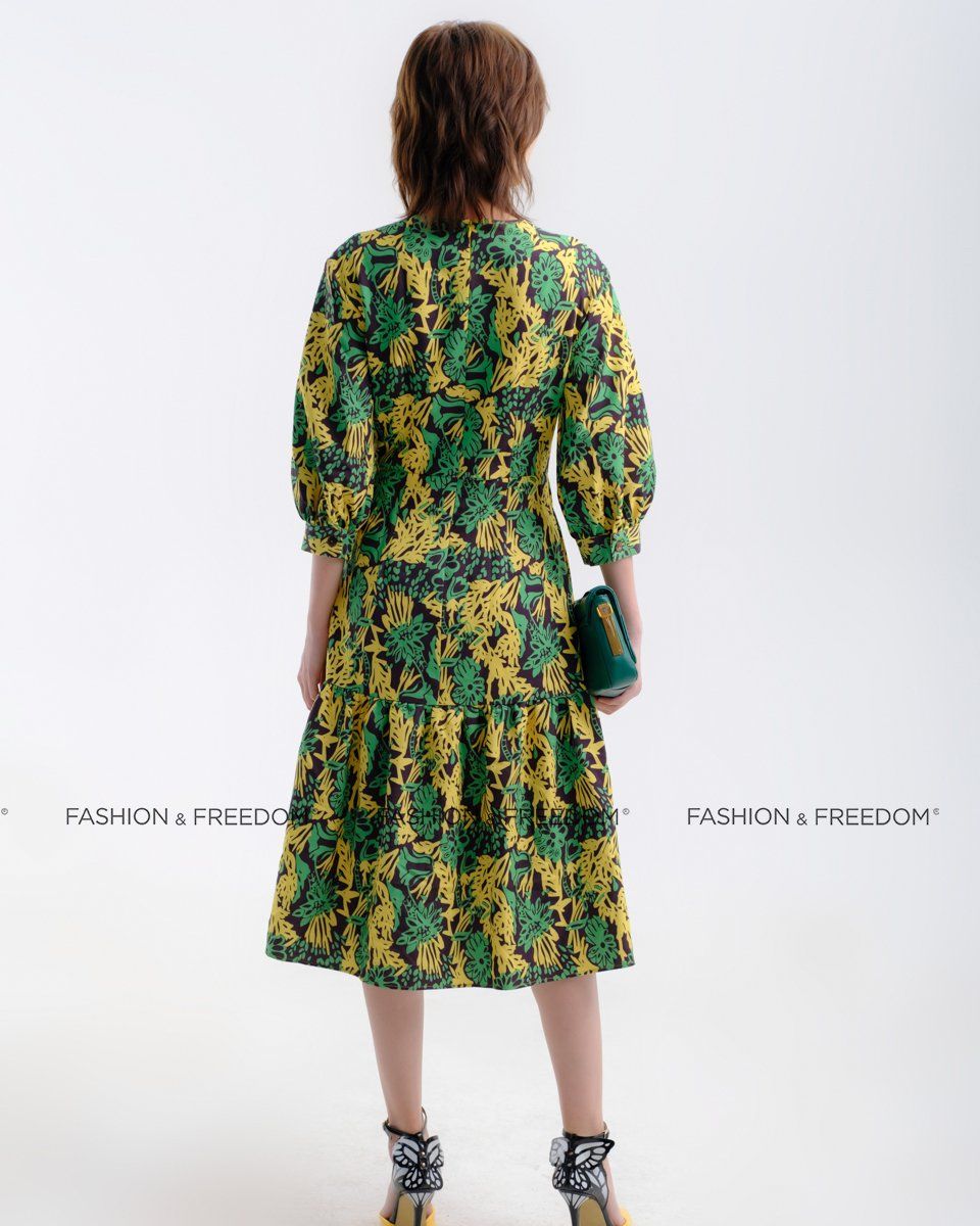 Đầm Lụa Vàng Đen Hương Mùa Hè