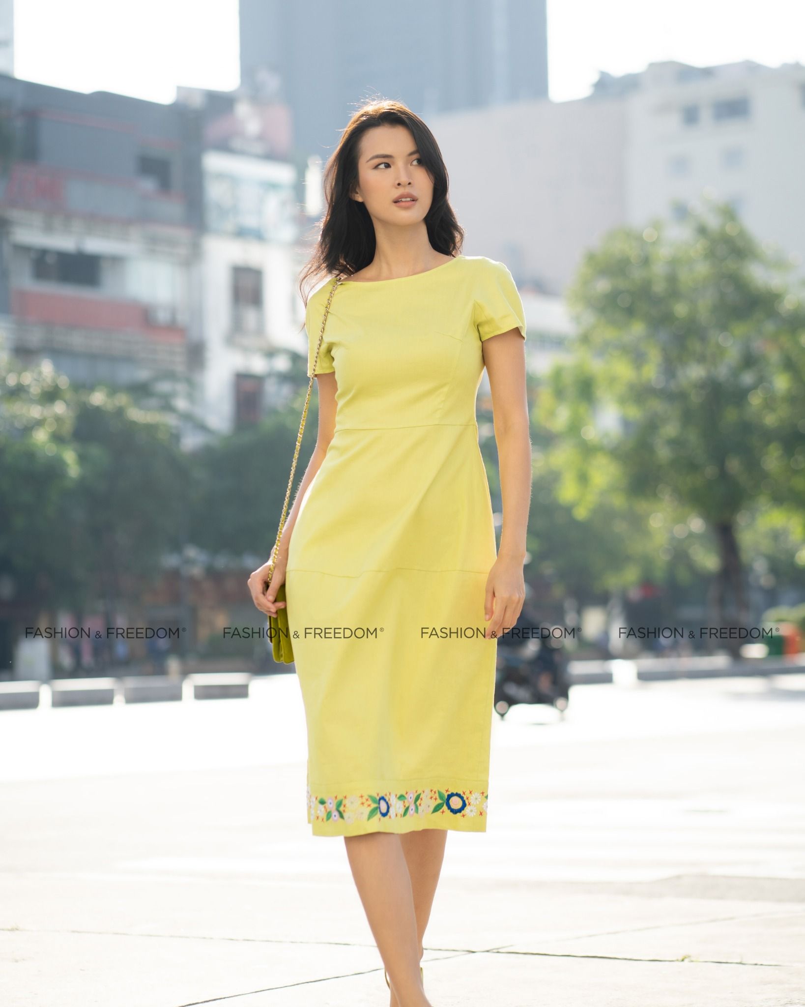 Đầm Linen Xanh Cốm Tình Thơ Mùa Thu