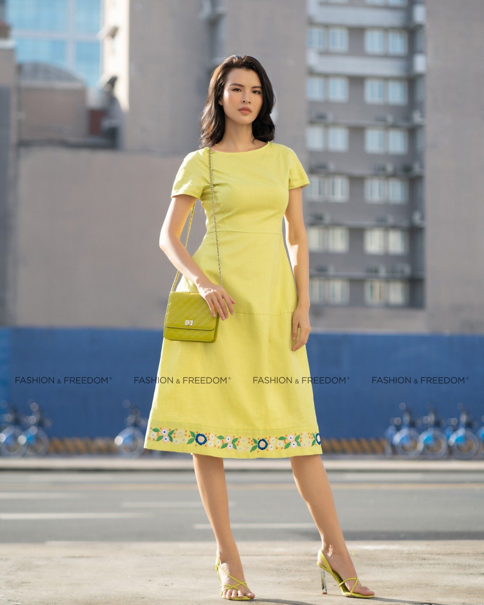 Đầm Linen Xanh Cốm Tình Thơ Mùa Thu