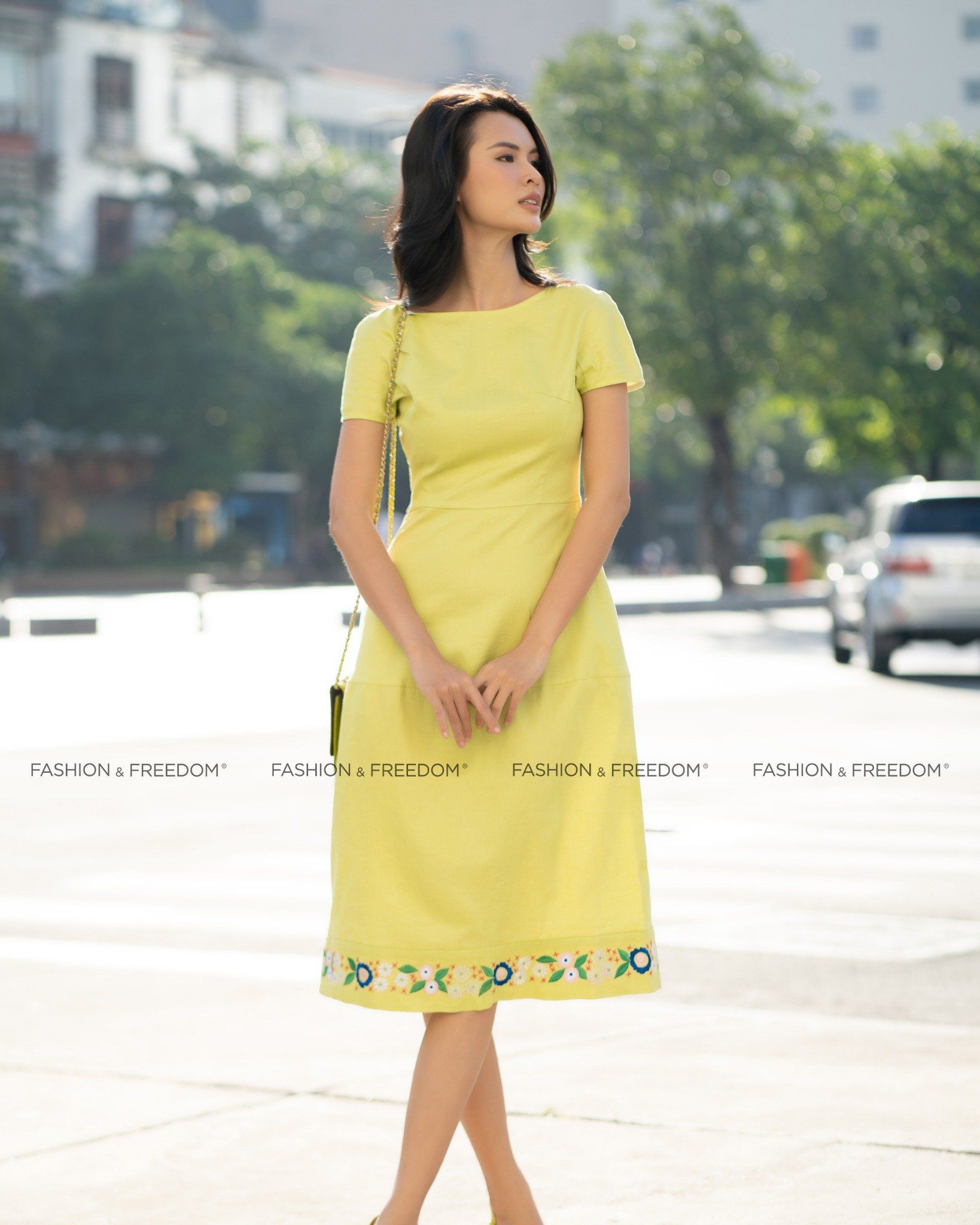 Đầm Linen Xanh Cốm Tình Thơ Mùa Thu