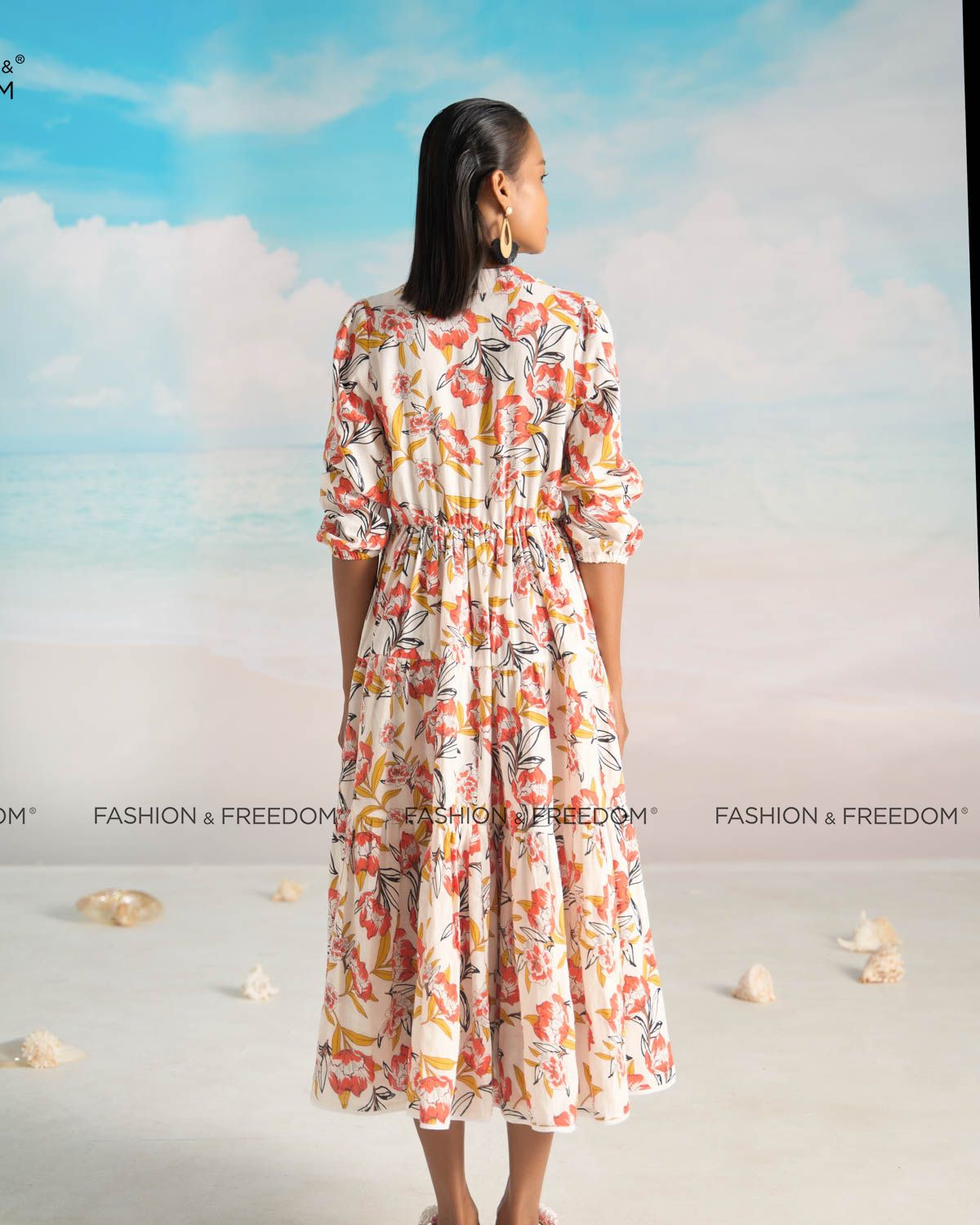 Đầm Linen Trắng Cam Bright And Shine