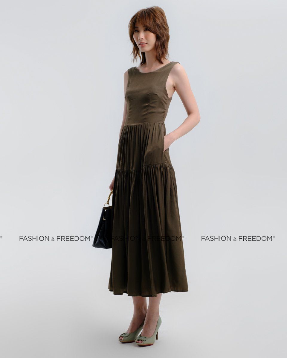 Đầm Lụa Xanh Rêu Hương Mùa Hè