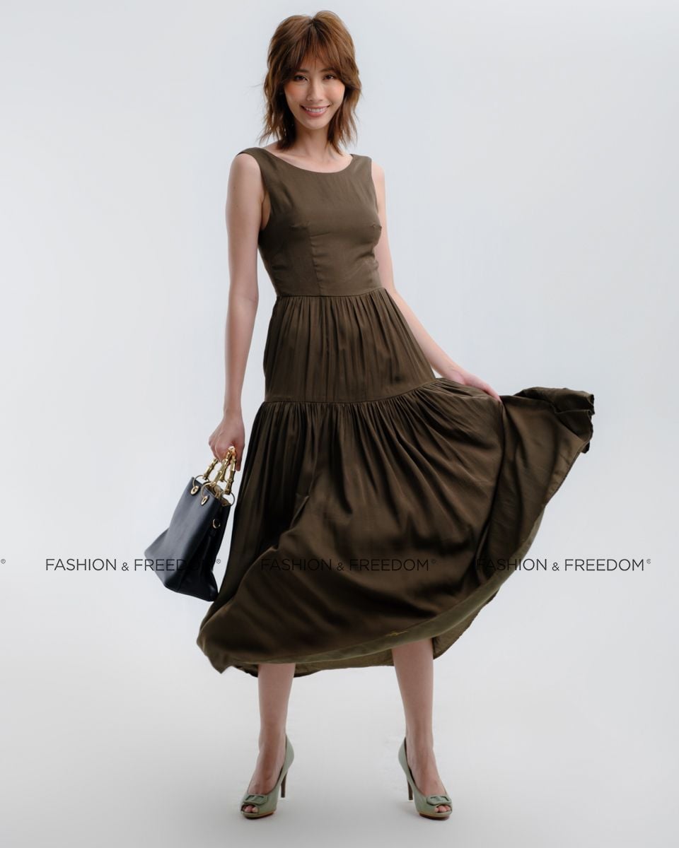 Đầm Lụa Xanh Rêu Hương Mùa Hè