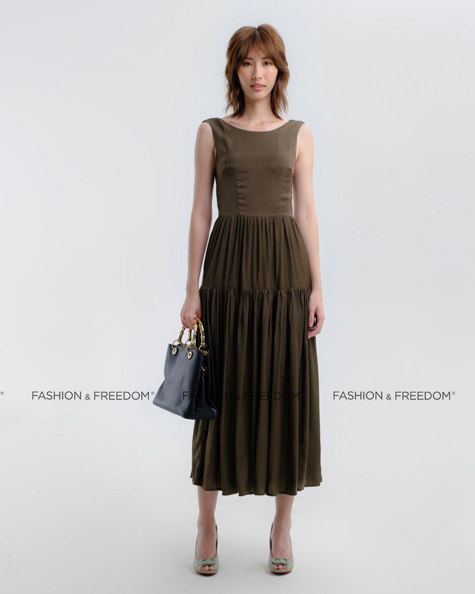 Đầm Lụa Xanh Rêu Hương Mùa Hè