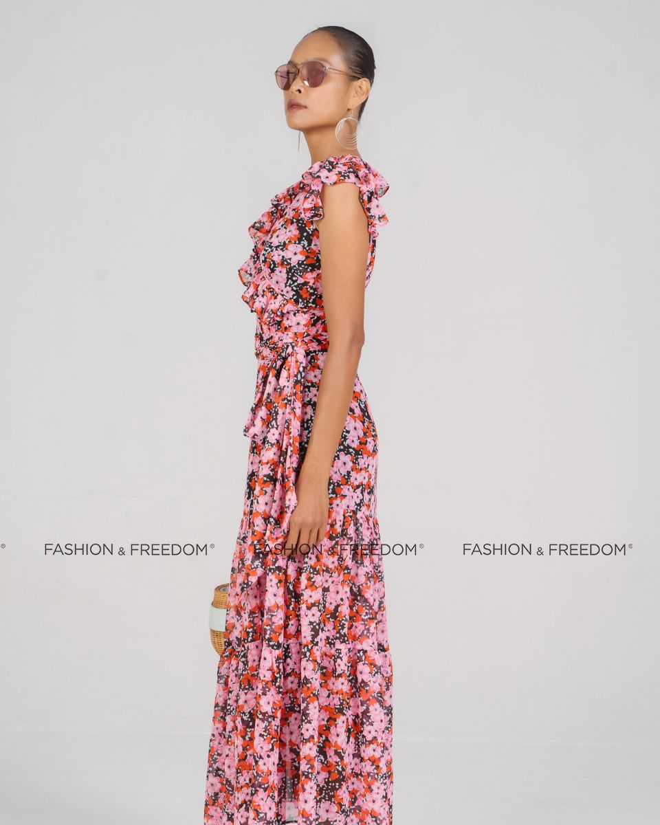 Đầm Voan Hồng Hoa New Linen New Horizon