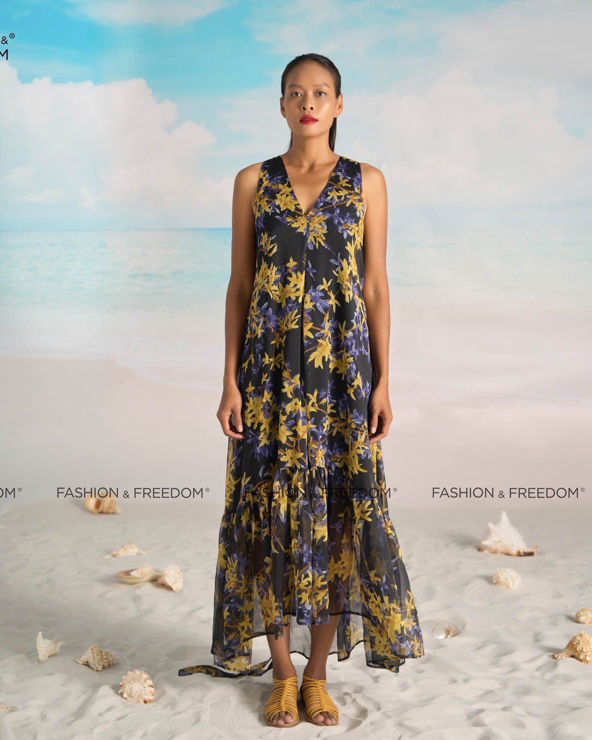 Đầm Voan Tím Vàng