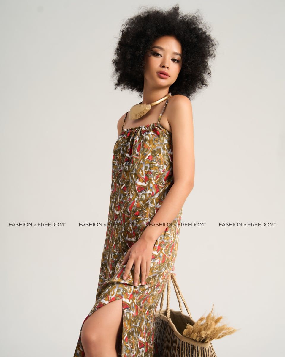 Đầm Lụa  Nữ Nâu Đỏ Sắc Màu Tự Do