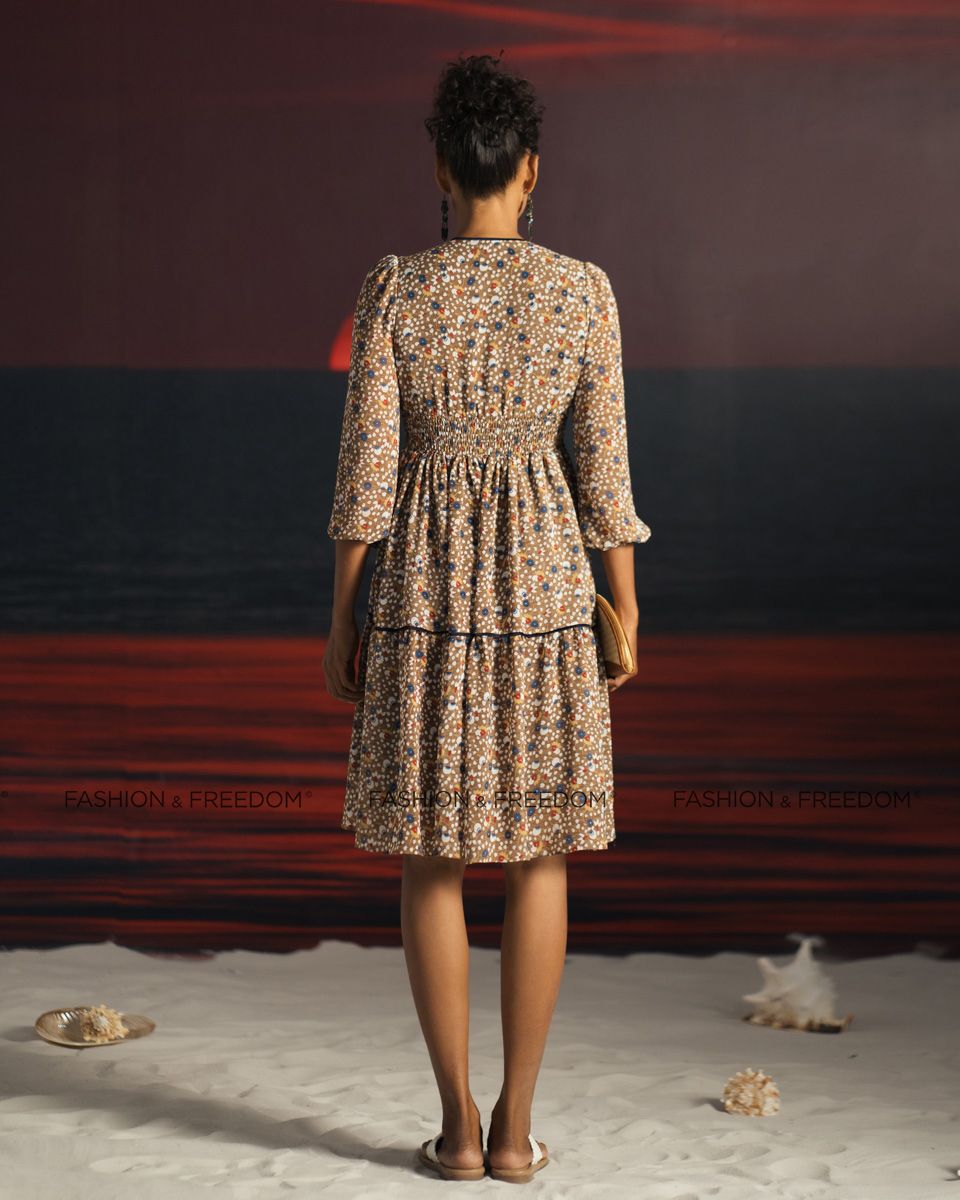 Đầm Voan Nâu Hoa Summer Get Away