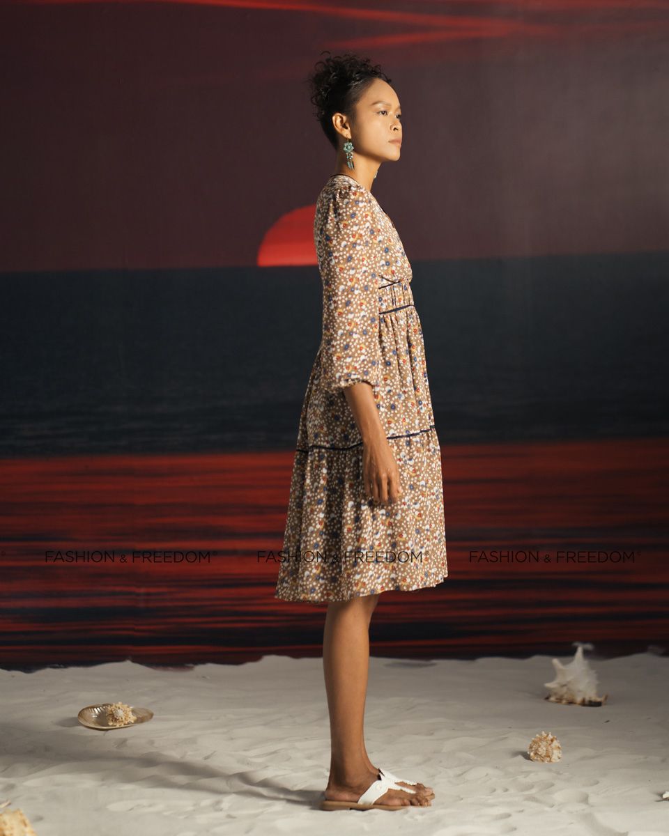 Đầm Voan Nâu Hoa Summer Get Away