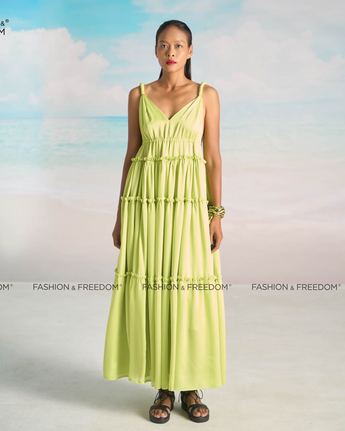 Đầm Lụa Xanh Cốm Bright And Shine