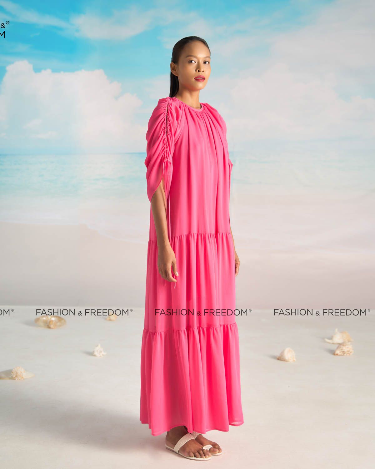 Đầm Voan Hồng Sen Bright And Shine