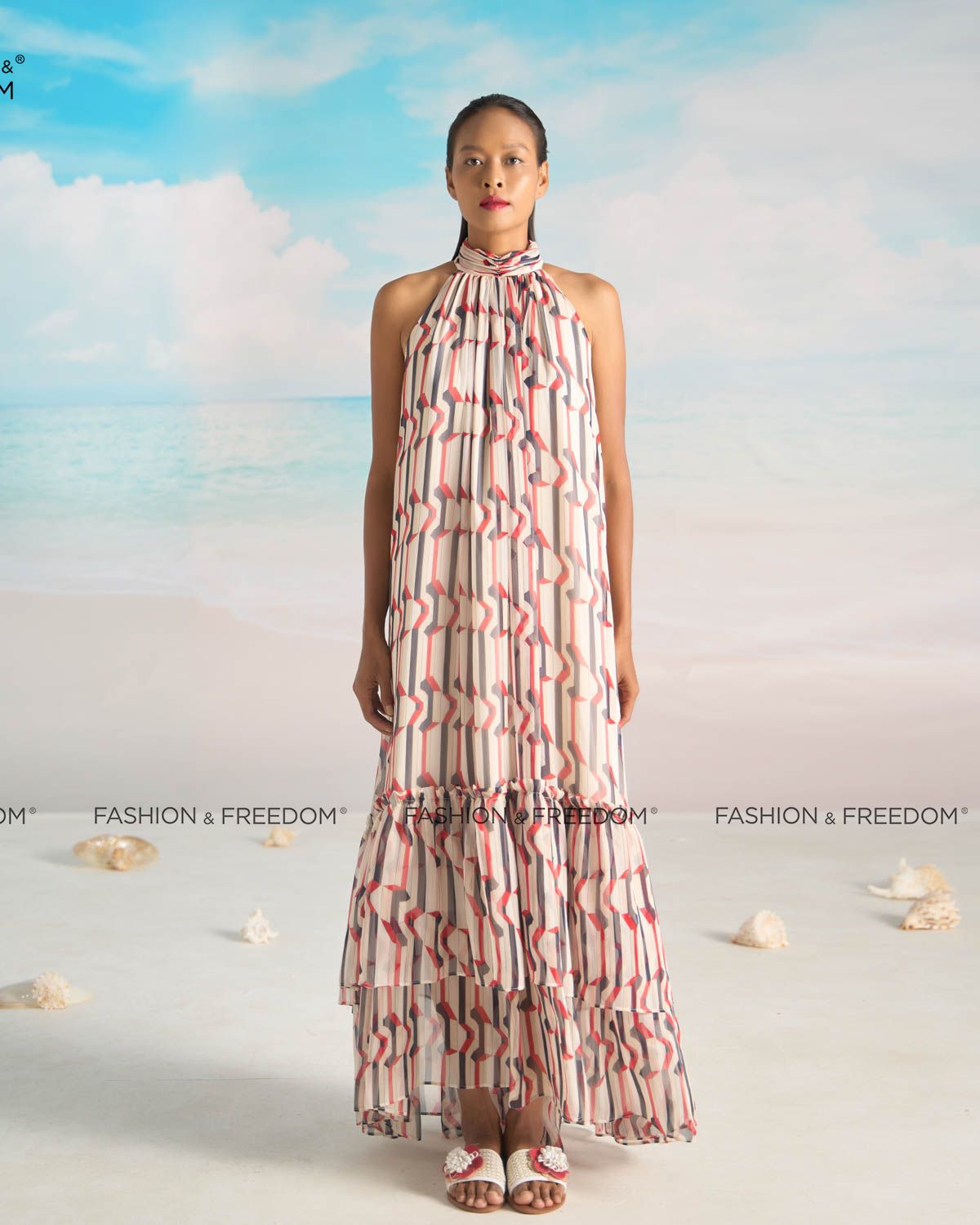 Đầm Voan Kem Họa Tiết Bright And Shine