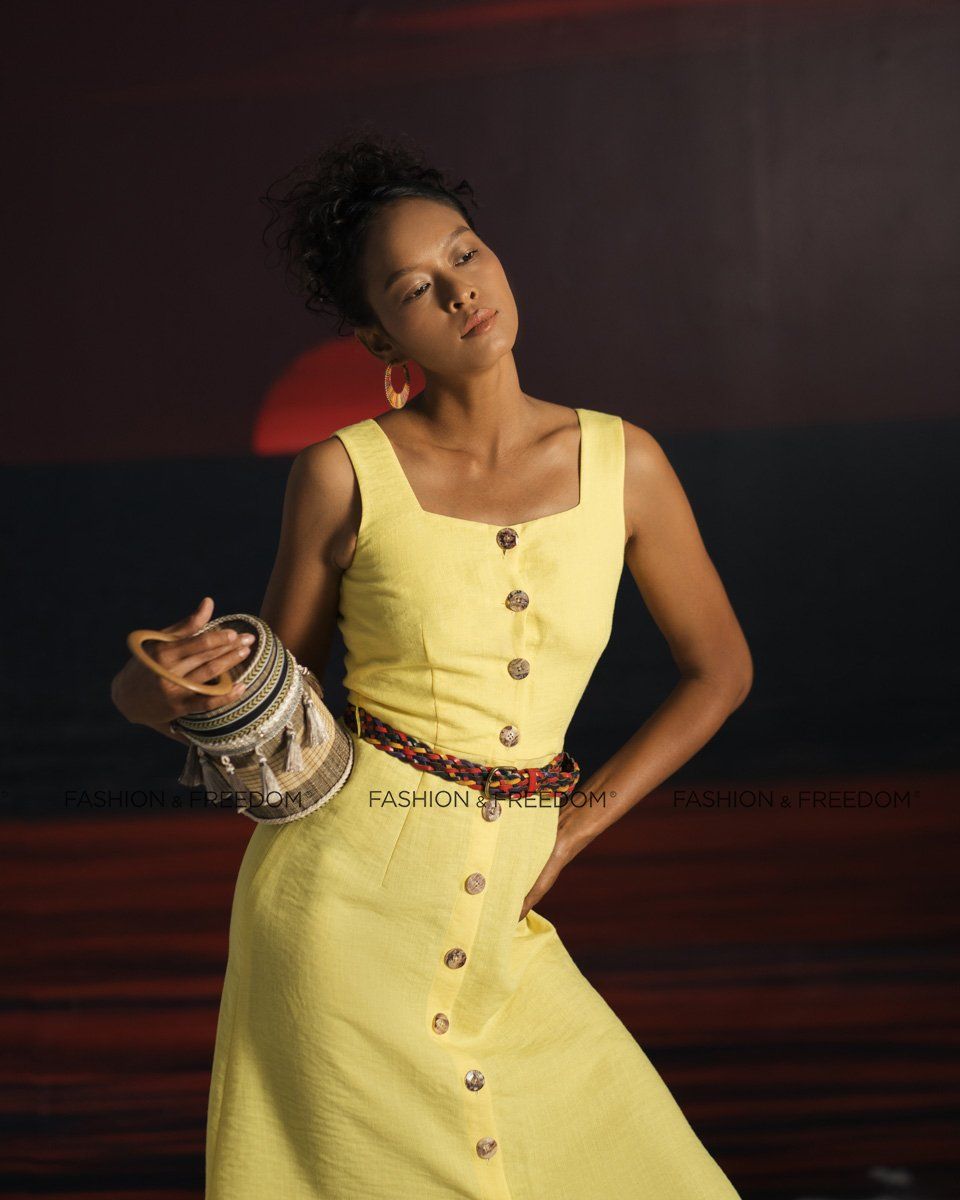 Đầm Linen Vàng Summer Get Away