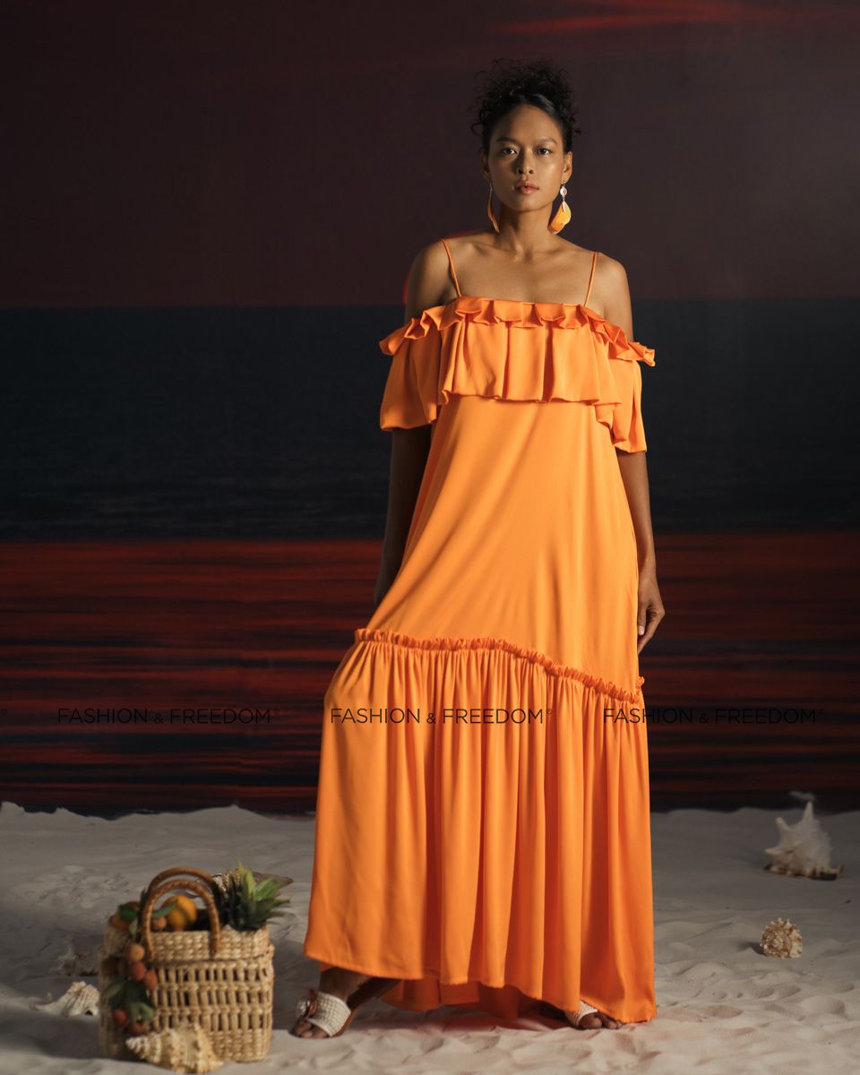 Đầm Lụa Cam Summer Get Away