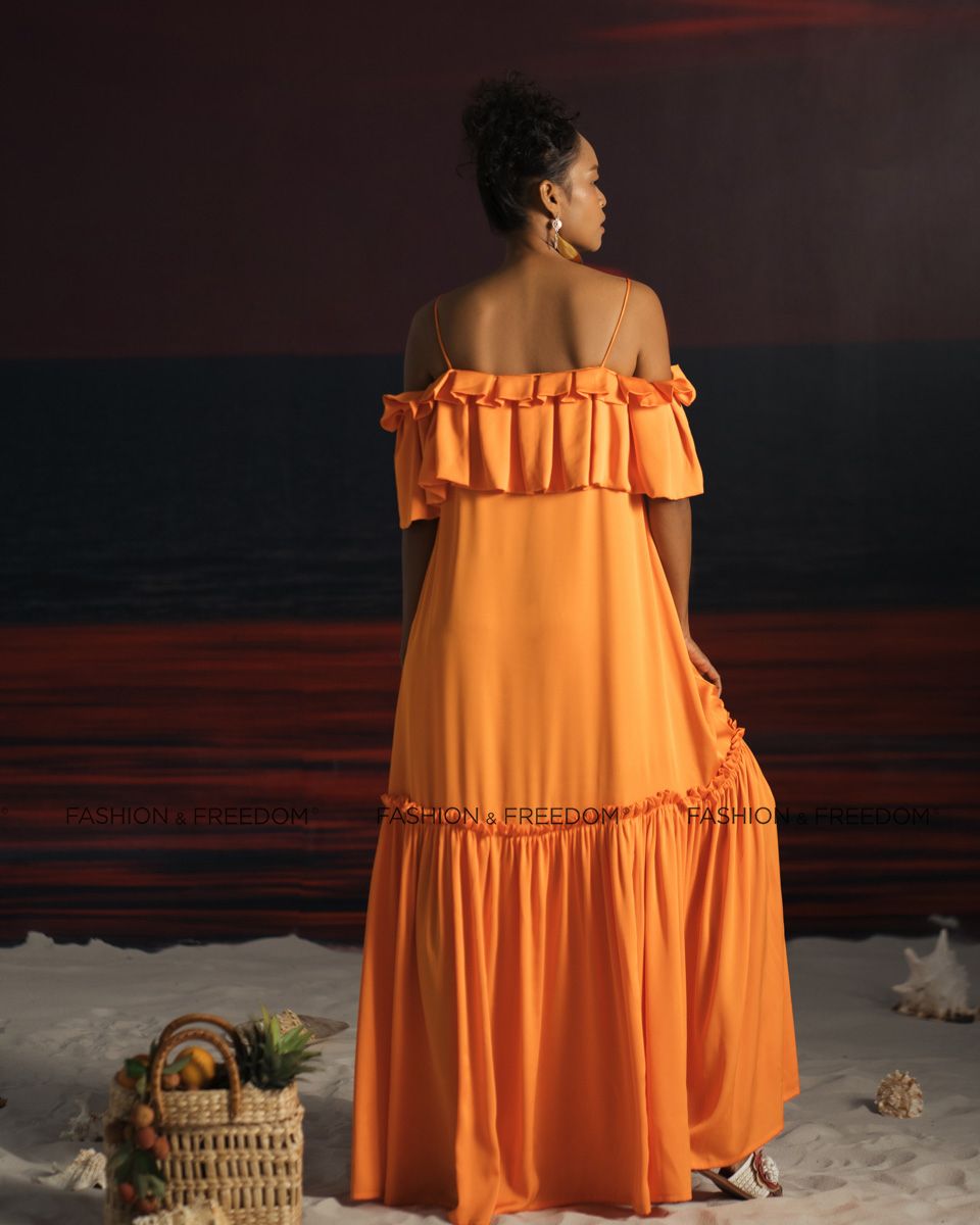 Đầm Lụa Cam Summer Get Away