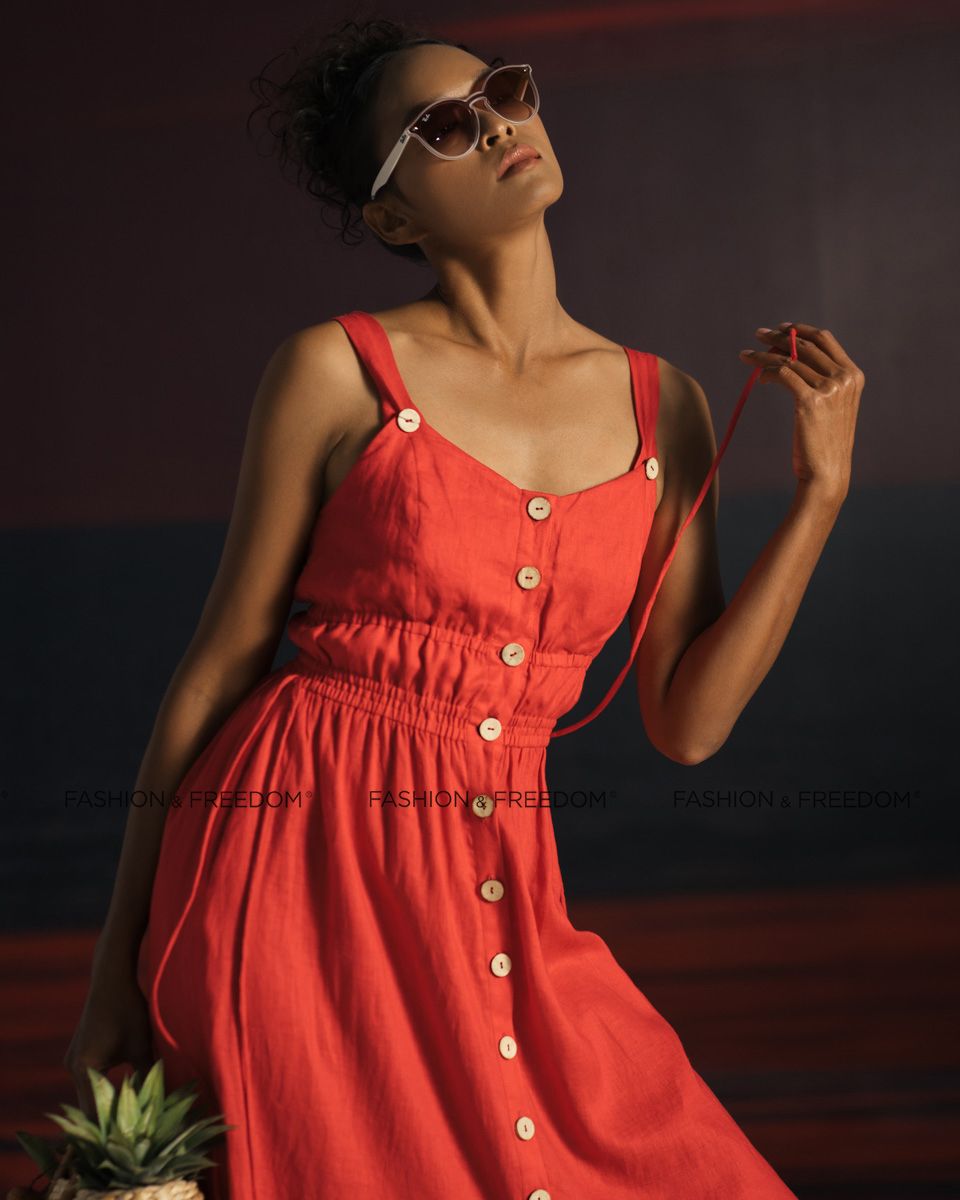 Đầm Linen Đỏ Summer Get Away