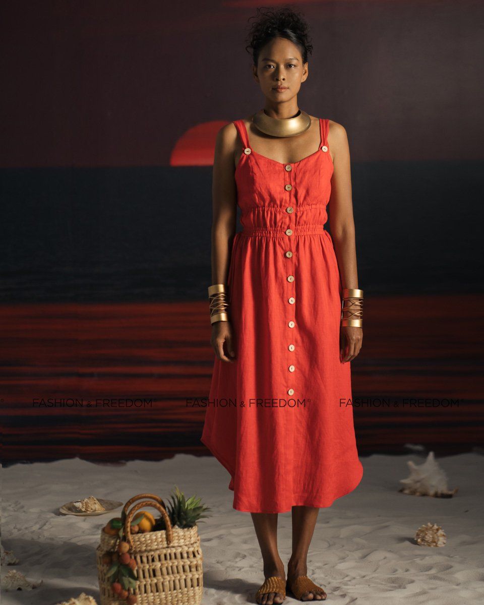 Đầm Linen Đỏ Summer Get Away