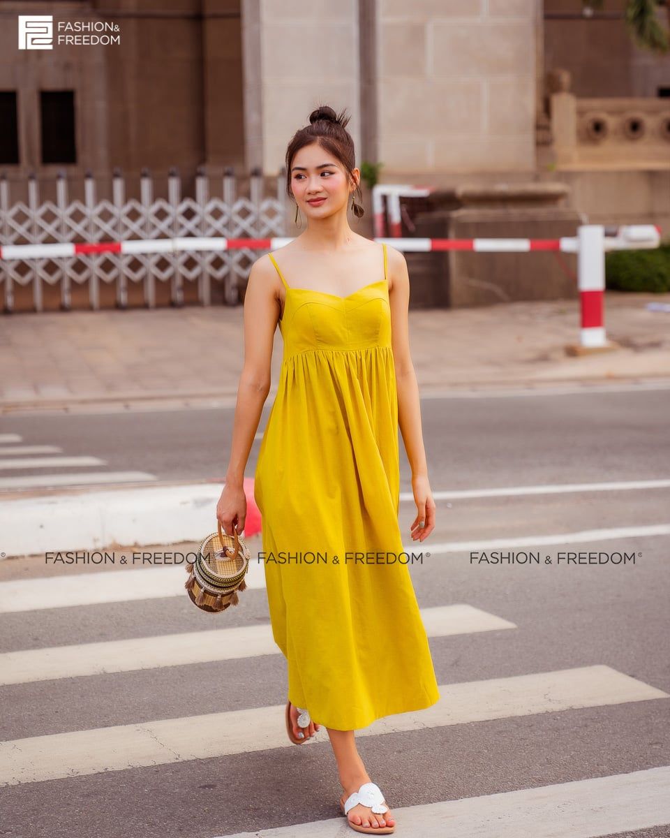 Đầm Linen Vàng Fall Muse